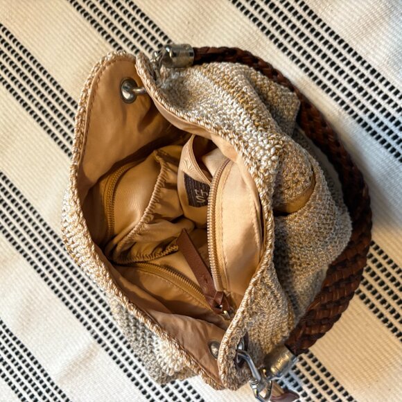 The Sak Striped Crochet Leather Strap Multi Color Hobo Purse Shoulder Bag - Picture 11 of 11